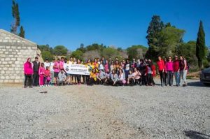 group of walkers raising money for breast cancer in Tunisia