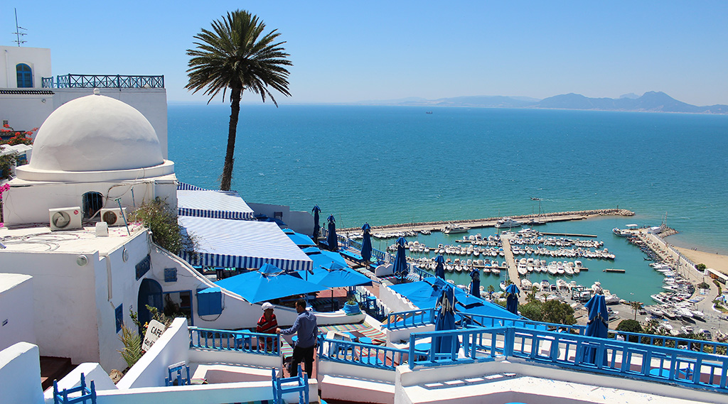 view looking over Sidi Bou Said in Tunisia